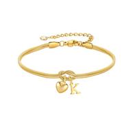 TINGN Pulsera de oro para mujer y niña - Pulsera de nudo chapado en oro de 18 quilates con letras personalizadas con colgante de corazón pulseras de nudo de amor pulseras regalos de dama de honor para