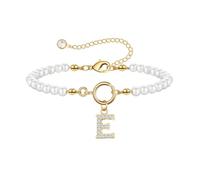 TINGN Pulsera de perlas Regalos para mujeres y niñas - 18 K Oro relleno CZ Charm Letras Pulsera Perlas Pulseras Señoras Regalo de Cumpleaños para Mujeres Novia Niña Dama de Honor Regalos, 6"" + 2.5
