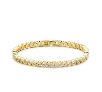 TINGN Pulsera de tenis chapada en oro de 14 quilates para mujer, elegante pulsera de oro de plata con circonita cúbica de corte redondo de 3 mm, regalo para mujer, 7 inches, Cobre