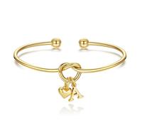 TINGN Pulsera para mujer de oro - Regalos de San Valentín Pulseras con letras A-Z Pulseras Nudos de Amor Pulsera Regalo Personalizado para Mujeres Niñas Novias Regalos de San Valentín para ella
