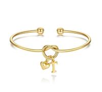 TINGN Pulsera para mujer de oro - Regalos de San Valentín Pulseras con letras A-Z Pulseras Nudos de Amor Pulsera Regalo Personalizado para Mujeres Niñas Novias Regalos de San Valentín para ella, 70 mm