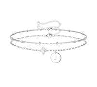 TINGN Pulsera para mujer de oro y plata con circonitas cúbicas - Pulsera chapada en oro de 14 quilates con letras A-Z discos monograma pulseras regalos personalizados para niñas mujeres mujeres mamá