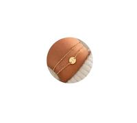 TINGN Pulsera para mujer de plata y oro, oro blanco de 18 quilates, chapada en oro, pulsera con letras discos, monograma, dos en uno, pulseras para mujer, regalos para mujeres y niñas, regalo para el