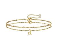 TINGN Pulsera para mujer y niña, chapada en oro de 14 quilates, con letras D, juego de pulsera de oro personalizado, pulsera para mujer, regalo de cumpleaños, regalo de aniversario para mujeres y