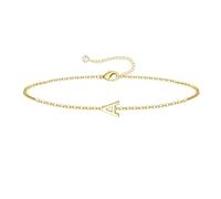 TINGN Pulseras con inicial de oro para mujeres y niñas, regalos - Pulsera chapada en oro de 18 quilates con inicial simple para mujer, pulseras de oro delicadas para mujeres, adolescentes, niñas