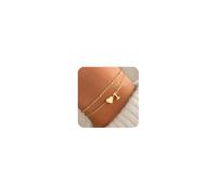TINGN Pulseras de corazón con inicial de oro para mujer, chapado en oro real de 14 quilates, pulsera delicada con inicial A-Z, pulseras delicadas, regalos de dama de honor, regalos de cumpleaños para