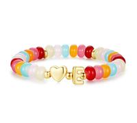 TINGN Pulseras de cuentas coloridas para mujeres y niñas, pulsera de cuentas coloridas hecha a mano con dije de corazón y letras, pulseras apilables, regalos para mujeres, adolescentes y niñas