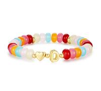TINGN Pulseras de cuentas coloridas para mujeres y niñas, pulsera de cuentas coloridas hecha a mano con dije de corazón y letras, pulseras apilables, regalos para mujeres, adolescentes y niñas