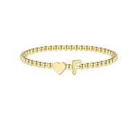 TINGN Pulseras de oro para mujeres y niñas, chapado en oro de 14 quilates, pulsera de corazón con inicial A-Z, pulseras elásticas de cuentas personalizadas con monograma, regalos de cumpleaños