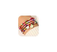 TINGN Pulseras de oro para mujeres y niñas, pulseras de corazón, pulsera de cuentas coloridas multicapa, pulsera con inicial de cuentas coloridas A-Z, regalos personalizados, regalos de cumpleaños