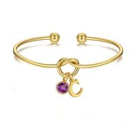 TINGN Pulseras de piedra natal con inicial para mujer, chapadas en oro de 14 quilates, 12 meses, iniciales de la A a la Z, pulseras de nudo de moda, pulsera de nudo de amistad, regalos de cumpleaños