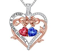 TINGN Regalo para mujeres - Colgante de plata de ley 925 con piedra natal para mujer, San Valentín, Día de la Madre, Navidad, cumpleaños, regalo para mamá, esposa, novia, Plata esterlina