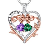 TINGN Regalo para mujeres - Colgante de plata de ley 925 con piedra natal para mujer, San Valentín, Día de la Madre, Navidad, cumpleaños, regalo para mamá, esposa, novia, Plata esterlina