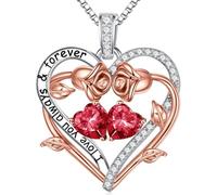 TINGN Regalo para mujeres - Colgante de plata de ley 925 con piedra natal para mujer, San Valentín, Día de la Madre, Navidad, cumpleaños, regalo para mamá, esposa, novia, Plata esterlina