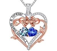 TINGN Regalo para mujeres - Colgante de plata de ley 925 con piedra natal para mujer, San Valentín, Día de la Madre, Navidad, cumpleaños, regalo para mamá, esposa, novia, Plata esterlina