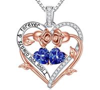 TINGN Regalo para mujeres - Colgante de plata de ley 925 con piedra natal para mujer, San Valentín, Día de la Madre, Navidad, cumpleaños, regalo para mamá, esposa, novia, Plata esterlina