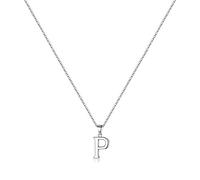 TINGN S925 Collar Inicial de Plata Esterlina para Mujer, Hipoalergénico Dainty Colgante de Iniciales Minúsculas, Regalo para Niña Adolescente (P)