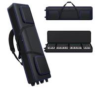 tingroun Funda para teclado de 88 teclas con ruedas, funda acolchada portátil para piano 88, 53 x 14 x 7 pulgadas, funda para teclado con ruedas con asas y correas de hombro ajustables, bolsa
