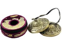 Tingsha/platillos tibetanos de meditación para campana/dedo con funda de seda gratis de Nepalese Handicraft Zone (bronce)
