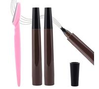 TINGTING 2 lápices de cejas resistentes al agua, lápiz de cejas con recortador, resistente al sudor, lápiz de cejas, para principiantes y profesionales, color marrón oscuro