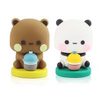 TINGTING Bubu Dudu - Figura de peluche (2 unidades), diseño de oso panda, regalo para niños, niñas, niños, coche, escritorio, habitación