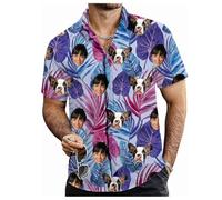 Tingwei Camisa Hawaiana Hombre Mujer Personalizada con Foto del Rostro Funky Camisa Hawaiana Manga Corta Camisas Verano Camisa Personalizado Estampada Aloha Palma Vacaciones de Impreso Playa Camisa