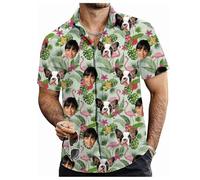 Tingwei Camisa Hawaiana Hombre Mujer Personalizada con Foto del Rostro Funky Camisa Hawaiana Manga Corta Camisas Verano Camisa Personalizado Estampada Aloha Vacaciones de Impreso Playa Camisa