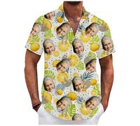Tingwei Camisa Hawaiana Personalizada con Foto del Rostro Funky Camisa Hawaiana Hombre Mujer Personalizado Manga Corta Camisas Verano Camisa Estampada Aloha Vacaciones de Impreso Playa Camisa
