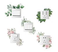 TINGWEN 5 Piezas Pegatinas de interruptor de luz Pegatina pared planta verde impermeable PVC Autoadhesivo interruptor luz PVC Engomada Interruptor Para salón,dormitorio,baño,cocina,estudio (#1)