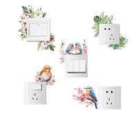 TINGWEN 5 piezas PVC Planta Sticker Decorativo para Interruptores Interruptores Adhesivos para Plantas verdes Verde Planta Pegatinas Interruptores Luz Autoadhesivo Para Salón, Cama, Baño, Cocina,
