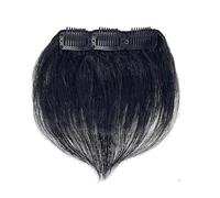 Tingyilan 2 Piezas De Clip De Extensiones De Cabello De Corona De Cabello Humano Corto En Mini Piezas De Cabello, 3 Clips En Extensiones De Cabello Con Flequillo,Negro,10cm