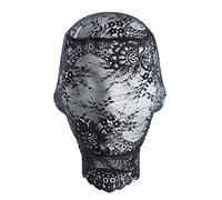 Tingyilan 2 piezas de encaje cara completa mascarada de malla sombrero rave ahuecado cubiertas para la cabeza pañuelos para la cabeza Halloween,Negro,One Size