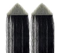 Tingyilan 2 piezas de patillas para hombres peluche de tupé triángulo para cabello en las sienes, sistema de reemplazo de cabello con cinta recta de 15 cm,Negro,3x3x4cm