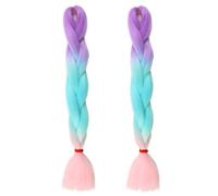 Tingyilan 2Pcs Brillo en la oscuridad Peluca Pelo Rizado Para Trenzar Extensiones De Pelo De Color Ombre Para Trenzar, Trenzas De Crochet Luminosas Largas Para Trenzar Para Mujer,32