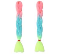Tingyilan 2Pcs Brillo en la oscuridad Peluca Pelo Rizado Para Trenzar Extensiones De Pelo De Color Ombre Para Trenzar, Trenzas De Crochet Luminosas Largas Para Trenzar Para Mujer,34