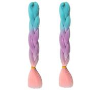 Tingyilan 2Pcs Brillo en la oscuridad Peluca Pelo Rizado Para Trenzar Extensiones De Pelo De Color Ombre Para Trenzar, Trenzas De Crochet Luminosas Largas Para Trenzar Para Mujer,35
