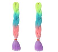 Tingyilan 2Pcs Brillo en la oscuridad Peluca Pelo Rizado Para Trenzar Extensiones De Pelo De Color Ombre Para Trenzar, Trenzas De Crochet Luminosas Largas Para Trenzar Para Mujer,42