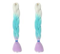 Tingyilan 2Pcs Brillo en la oscuridad Peluca Pelo Rizado Para Trenzar Extensiones De Pelo De Color Ombre Para Trenzar, Trenzas De Crochet Luminosas Largas Para Trenzar Para Mujer,38