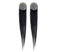 Tingyilan 2pcs De Encubrimiento De La Pérdida De Cabello Peluquín De Parche De Cabello De Calva De 6" Pelucas De Adornos De Cabello Humano Real Natural Con Piel Delgada De Pu,Negro,2x2cm