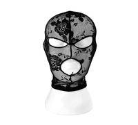 Tingyilan 2PCS Máscara De Velo De Cara Completa De Mascarada De Encaje Negro Con Ojos Y Boca Abiertos, Máscara De Ojos De Fiesta De Cubierta De Cabeza De Cubierta De Capucha,B,One Size