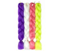 Tingyilan 4Pcs Brilla En La Oscuridad Peluca, Peluca Afro Sintético Luminoso Trenza Pelucas Crochet Trenzas De Pelo Trenzado Pelucas Cola De Cerdo,A