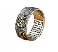 Tingyilan Anillo ajustable de Buda Natal del Zodíaco Chino con Riqueza y Suerte,Dragon snake