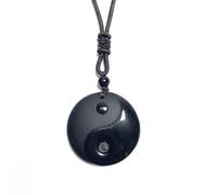 Tingyilan Colgante de Collar de Yin Y Yang de Purificación de La Verdad del Taoísmo de Obsidiana Negra,Style a