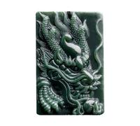 Tingyilan Colgante de Jade Hotan Verde Natural Dragón de la Suerte Talismán Amuleto Adornos Espirituales de Jade Chino Joyas Regalos con Caja,6