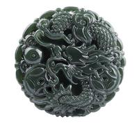 Tingyilan Colgante de Jade Hotan Verde Natural Dragón de la Suerte Talismán Amuleto Adornos Espirituales de Jade Chino Joyas Regalos con Caja,1