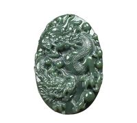 Tingyilan Colgante de Jade Hotan Verde Natural Dragón de la Suerte Talismán Amuleto Adornos Espirituales de Jade Chino Joyas Regalos con Caja,5