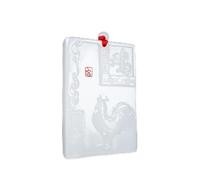 Tingyilan Collar chino de jade blanco natural del zodiaco 12 animales Feng Shui, collar de constelación de santos, collar de la suerte con cadena de joyería,Chicken