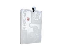 Tingyilan Collar chino de jade blanco natural del zodiaco 12 animales Feng Shui, collar de constelación de santos, collar de la suerte con cadena de joyería,Tiger