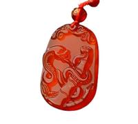 Tingyilan Collar colgante con sello del zodiaco chino de ágata roja para hombres y mujeres con cadena, amuleto de riqueza Feng Shui, joyería,Snake