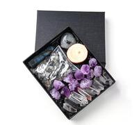 Tingyilan Conjunto de cristales curativos, chakra crudo, piedras caídas, piedras de chakra en forma de bala, virutas de cristal y madera, piedras preciosas regalos de cristal,Lanwenshi